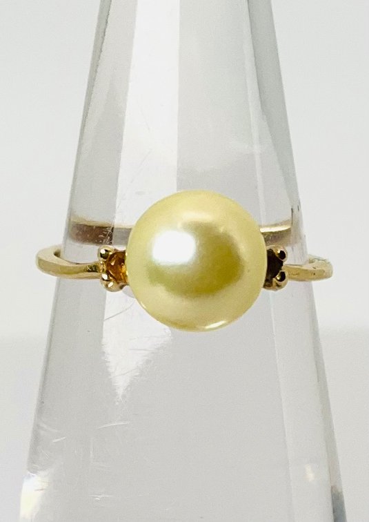 Child's 14K Gold Pearl and Spinel Ring