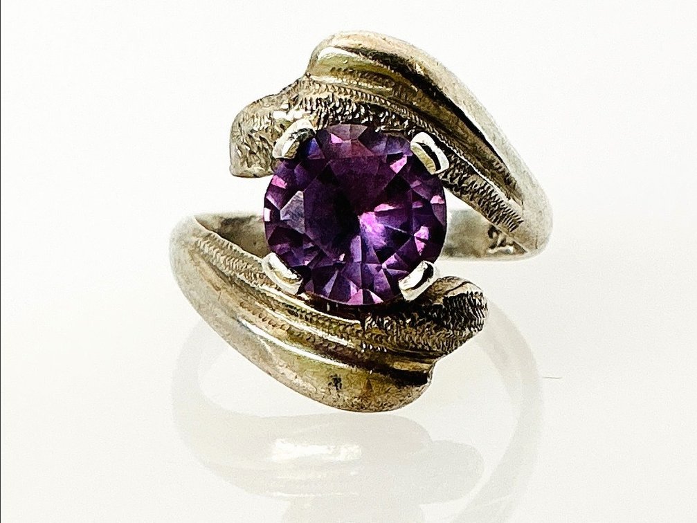 Silver Purple Sapphire Ring