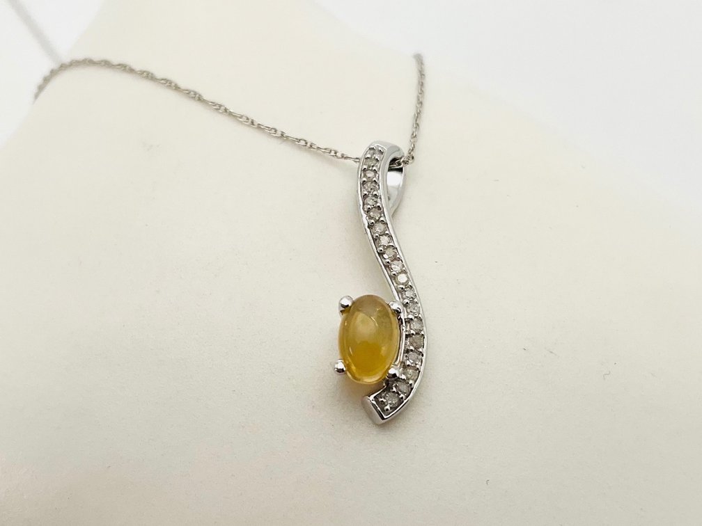White Gold Opal and Diamond Necklace
