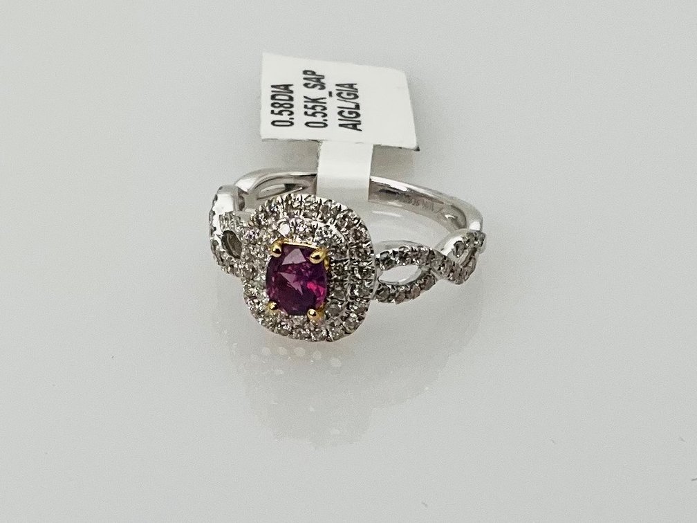 Kashmir Sapphire and Diamond Ring