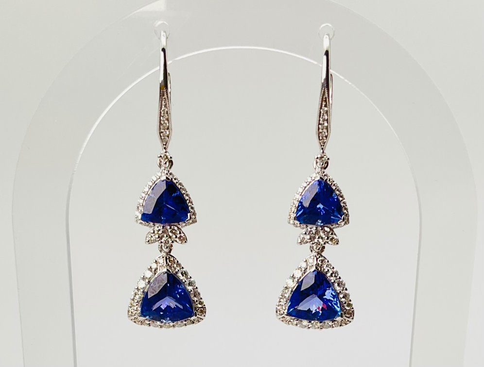 Platinum Tanzanite and Diamond Earrings