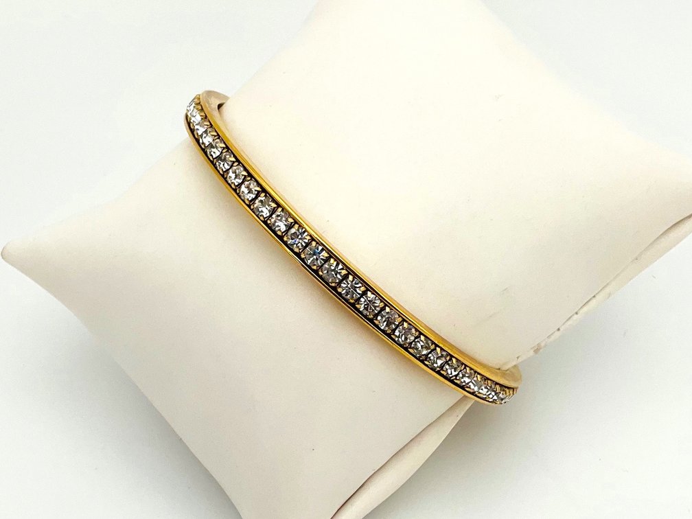 Avon Gold Tone Rhinestone Bangle Bracelet