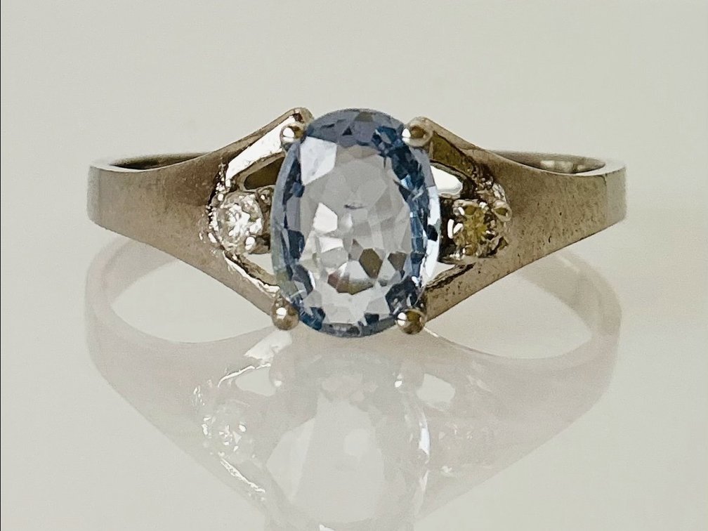 White Gold Sapphire and Diamond Ring
