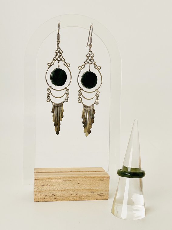 Nephrite Ring and Earring Set