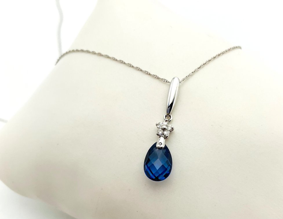 White Gold Sapphire and Diamond Necklace