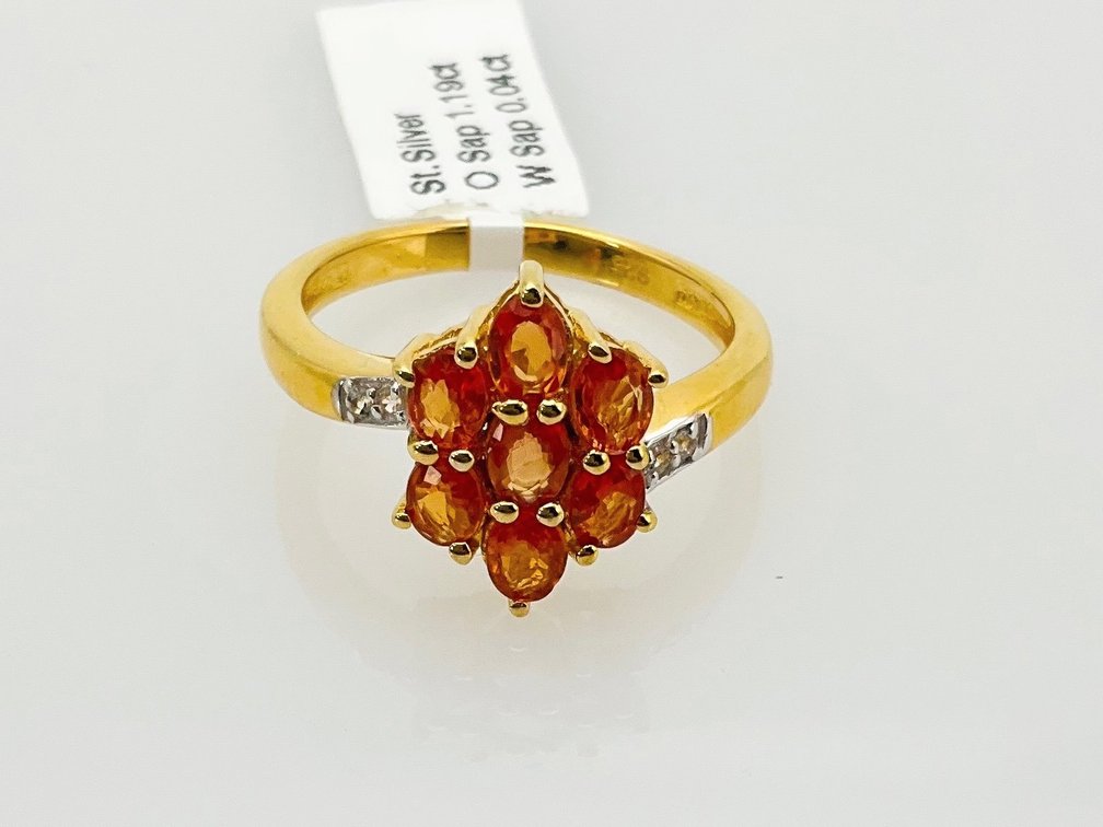 Sterling Silver Orange Sapphire Ring