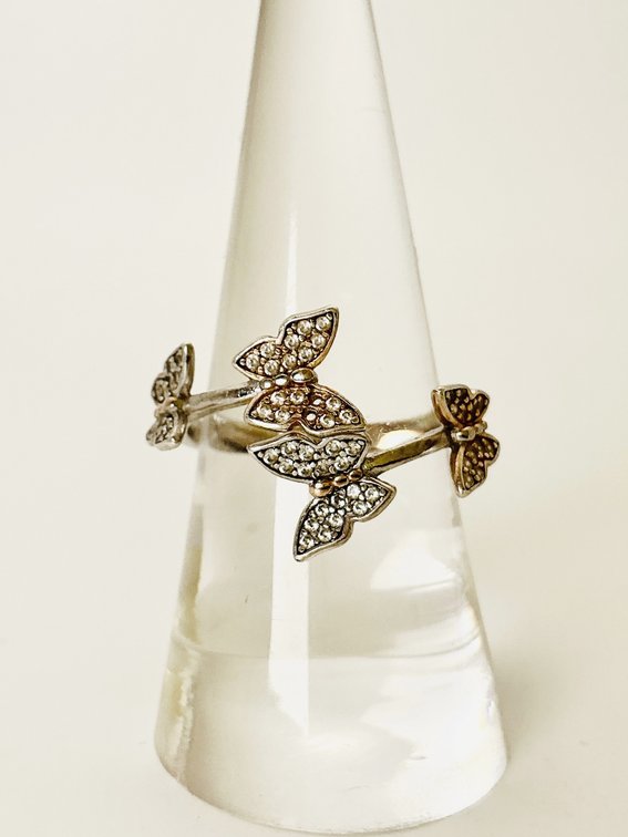 Sterling Silver Rhinestone Butterfly Ring