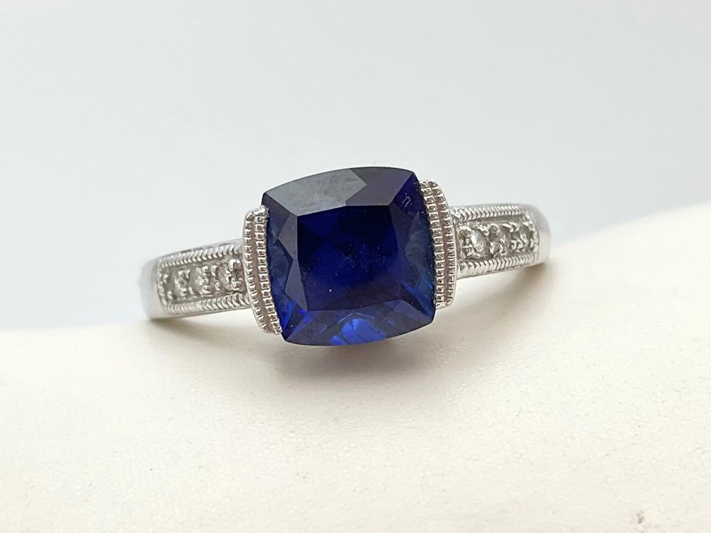 White Gold Sapphire and Diamond Ring