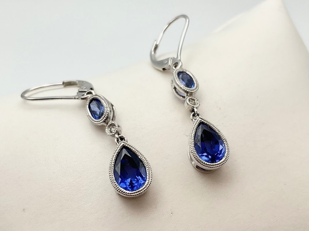 White Gold Created Sapphire Earrings