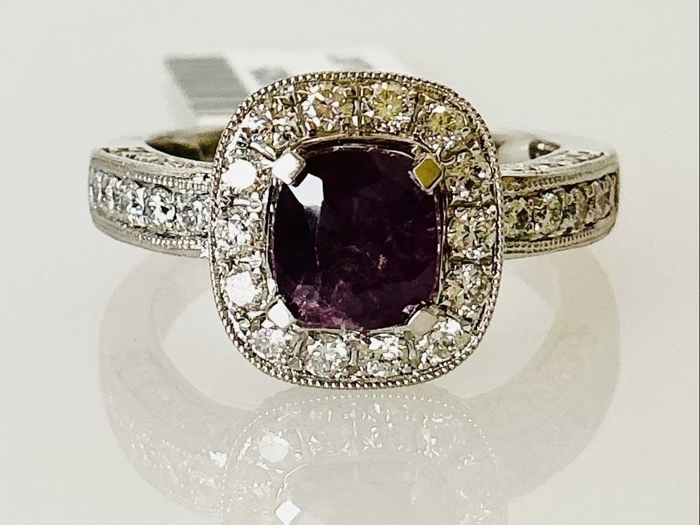 Platinum Kashmir Sapphire and Diamond Ring