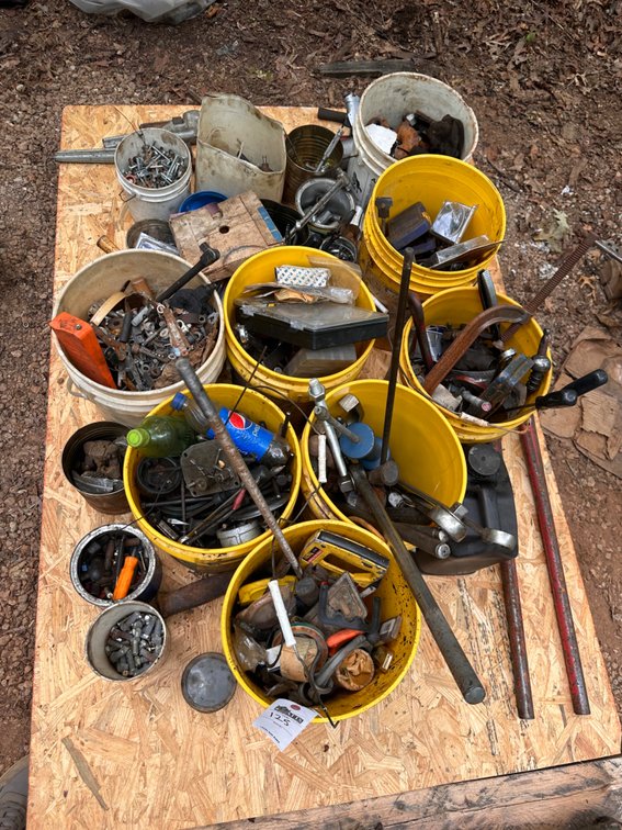 Pallet of Buckets full of Tools, Equipment Parts & so much more 