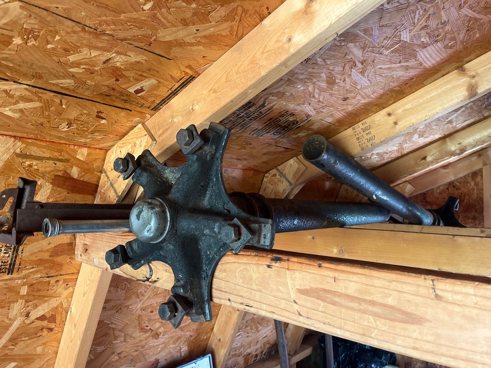 Two trailer axle pieces & miscellaneous metal