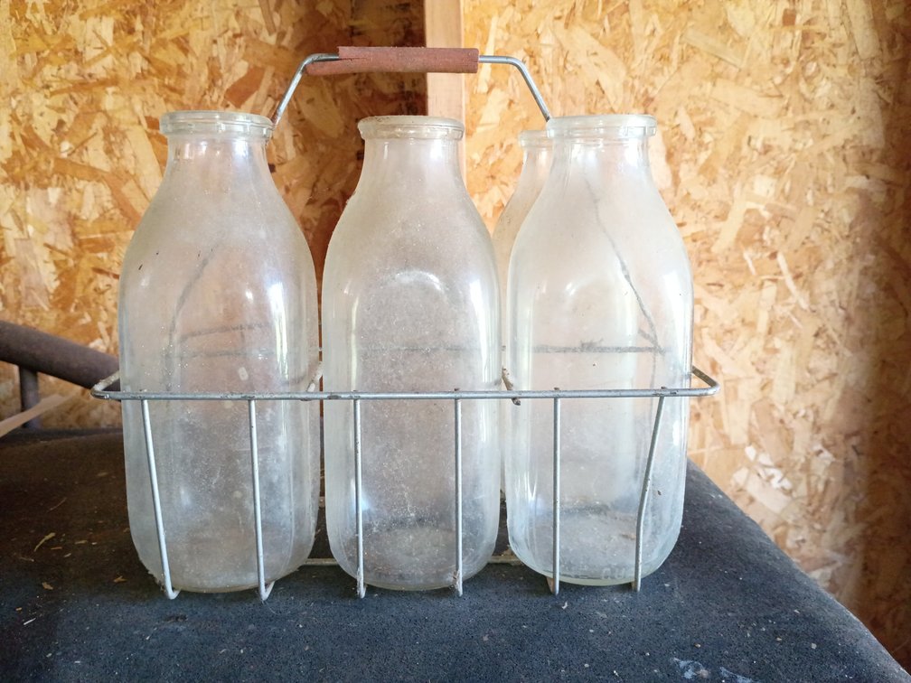 Vintage Quart Milk Jars With Carrier