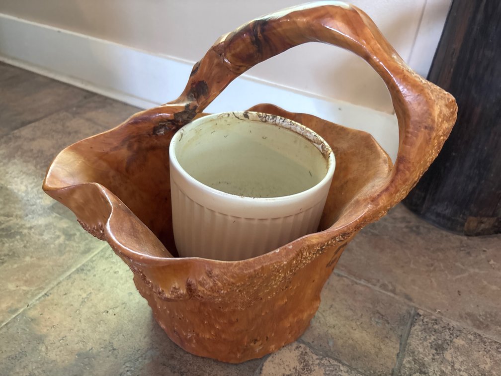 Vintage drum carved potter