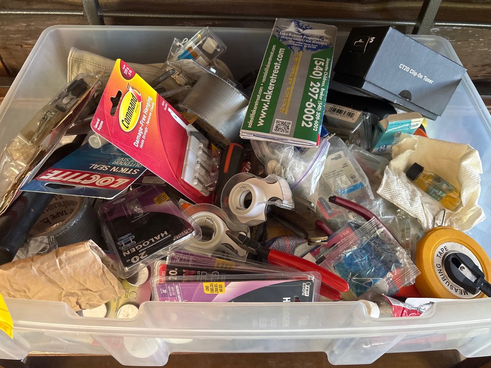 Plastic drawer lot of various items