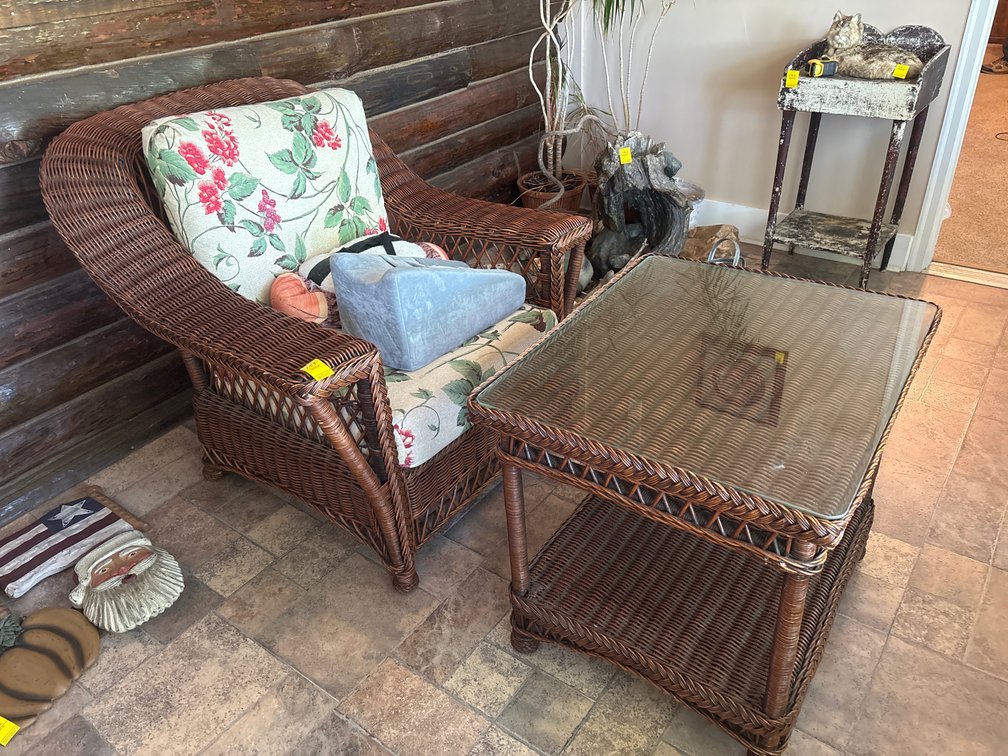 Wicker chair and table set