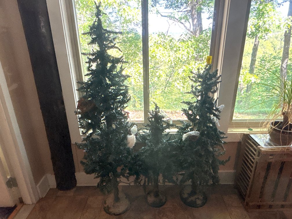 Lot of 3 light up artificial christmas trees
