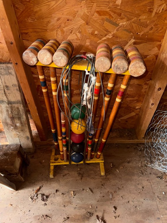 vintage 6-person wood croquet set