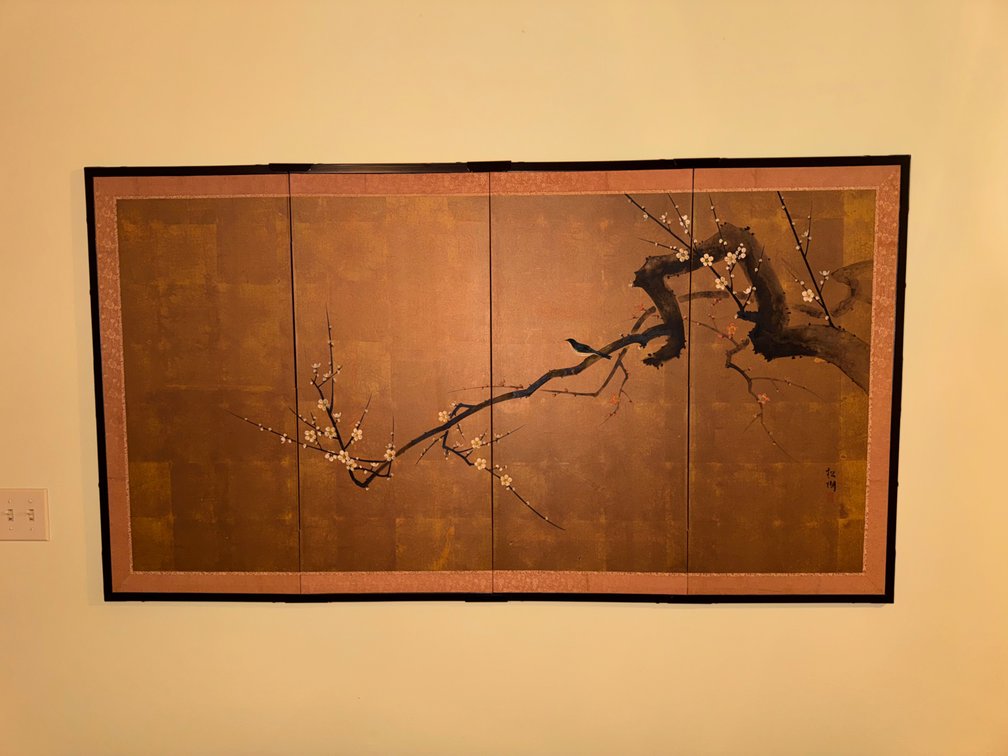 Japanese 4-panel byobu (folding screen) mounted wall art