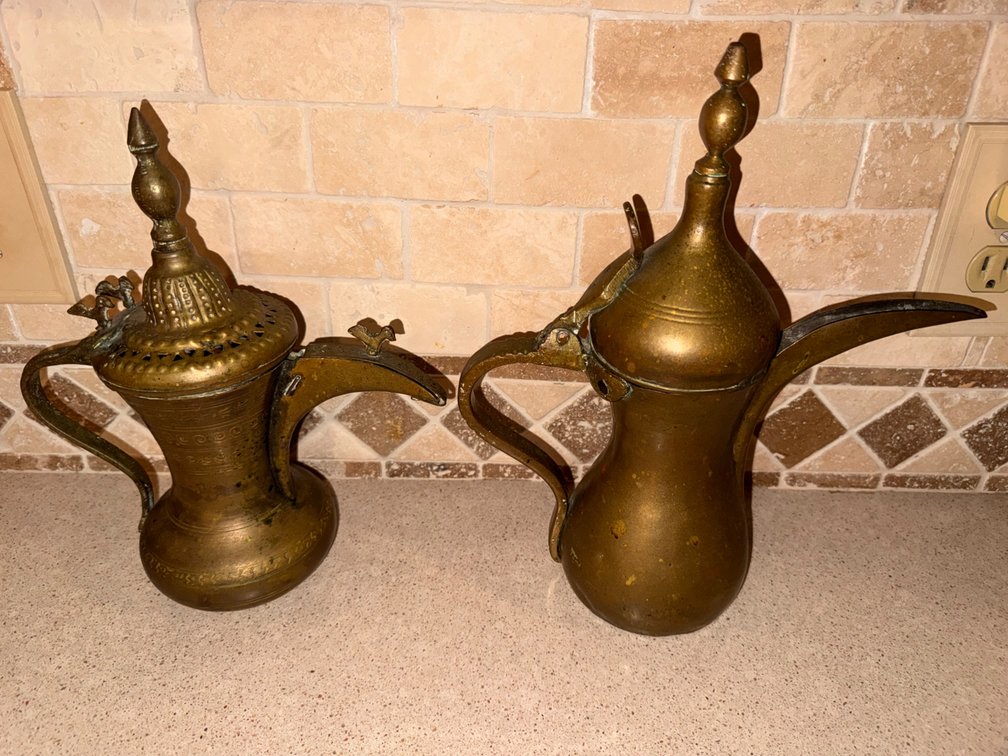 Lot of (2) Brass Coffee Pots