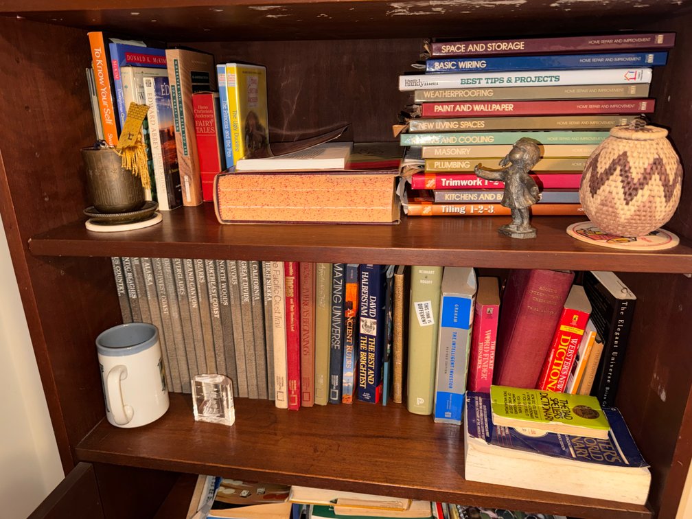Contents of (2)- Book Shelves- Books, Knick Knacks