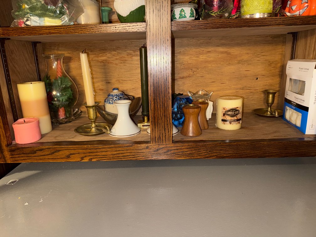 Shelf Lot of Candles & Holders