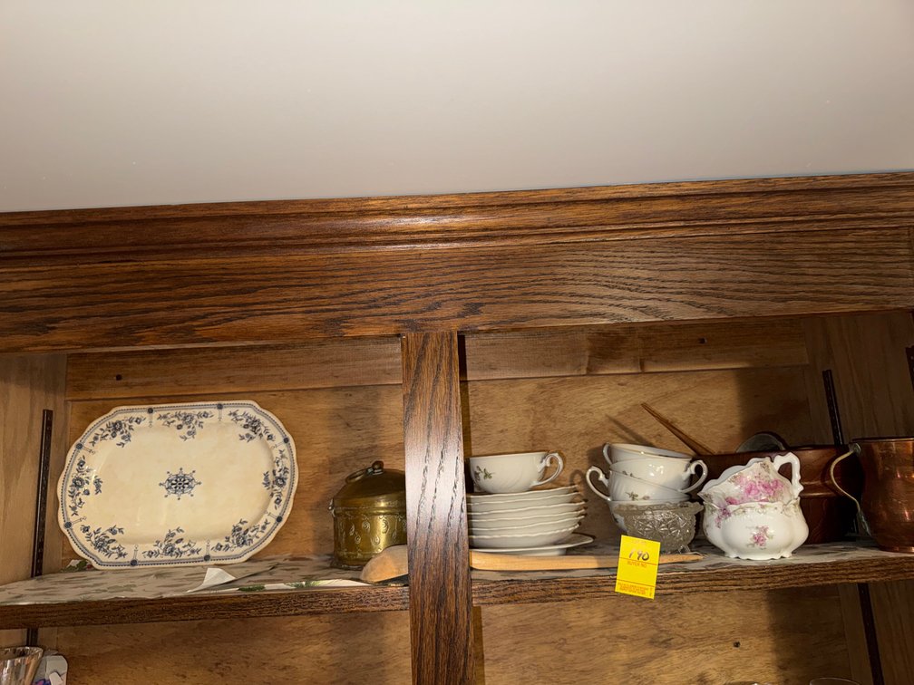 Top Shelf Of Glassware, Copper Cup & More