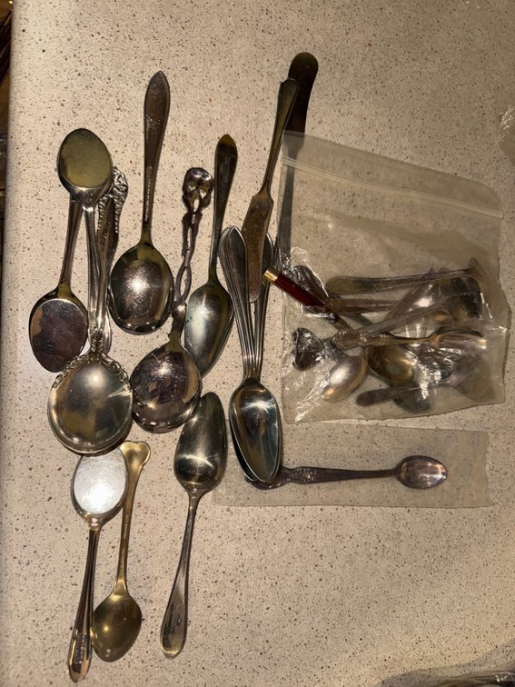 Large Lot of Spoons Silver Plate & More