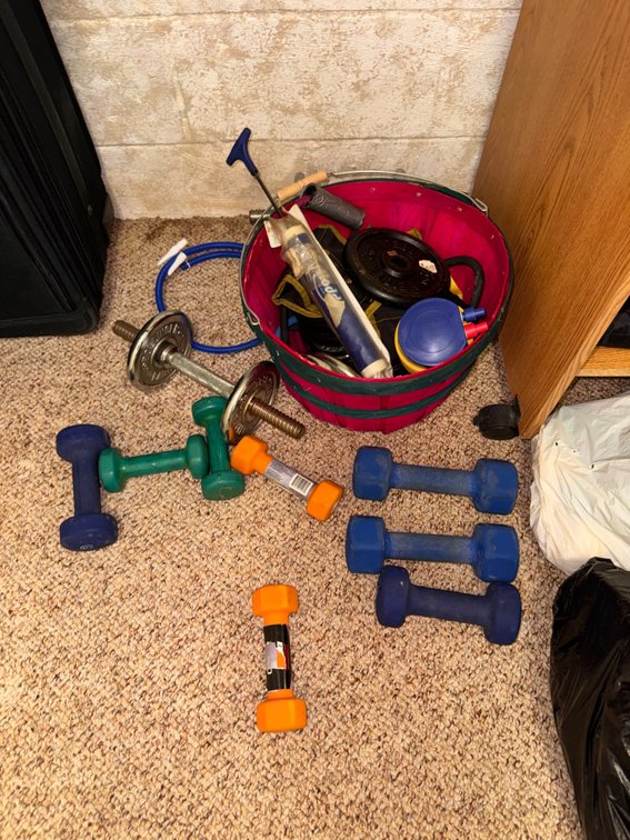 Large lot of weights and exercise equipment