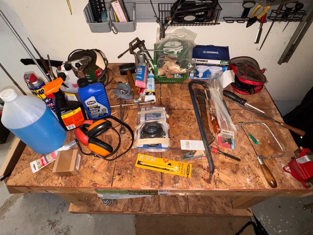 Lot of tools, Crow Bar, Ear Protection, & more