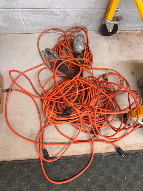 Lot of Extension Cords & Hanging Lights
