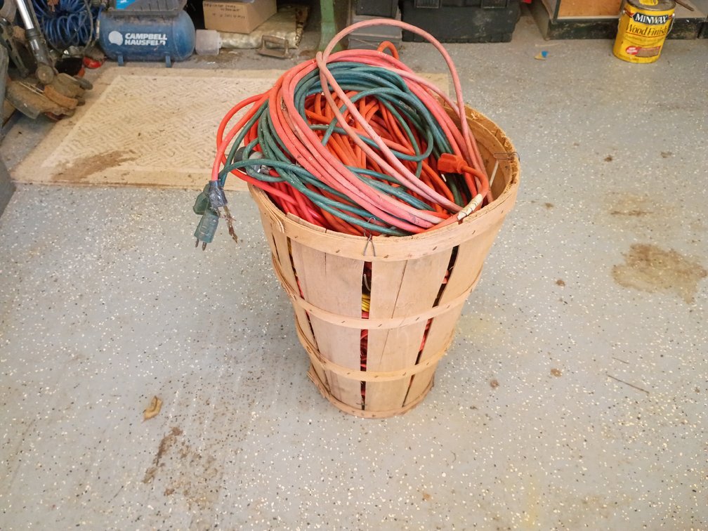 Basket Lot of Extension Cords