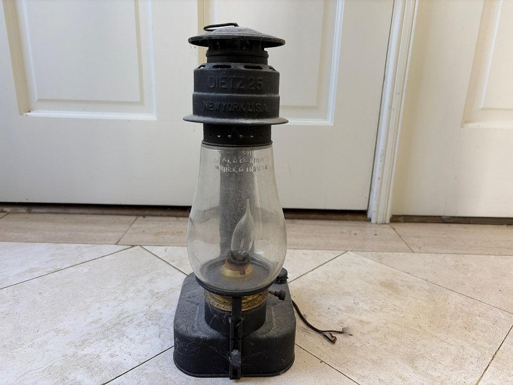 Antique Dietz No. 25 Cold Blast Kerosene Wall Lantern converted to Electric