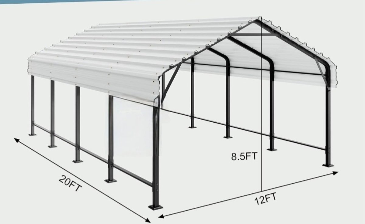 NEW 12' x 20' x 8.5' Metal Carport Kit