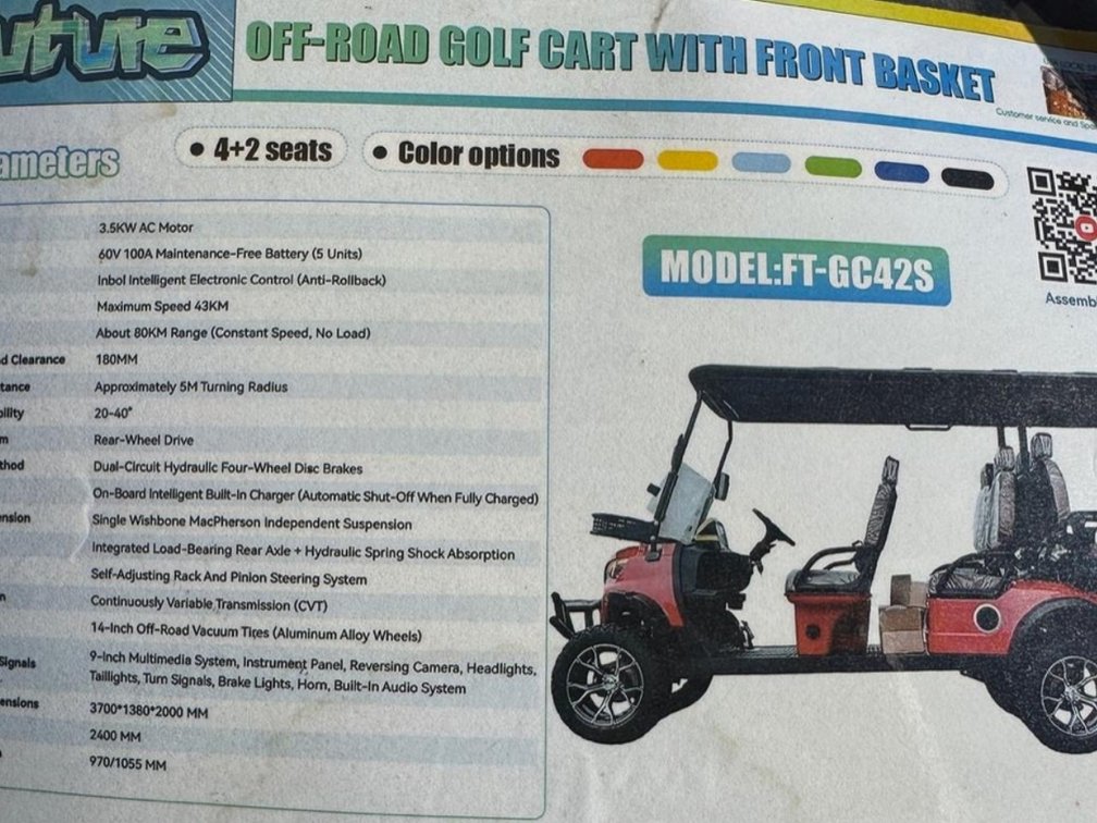 NEW Future FT-GC42S 4+2 Seat Black Off-Road Golf Cart