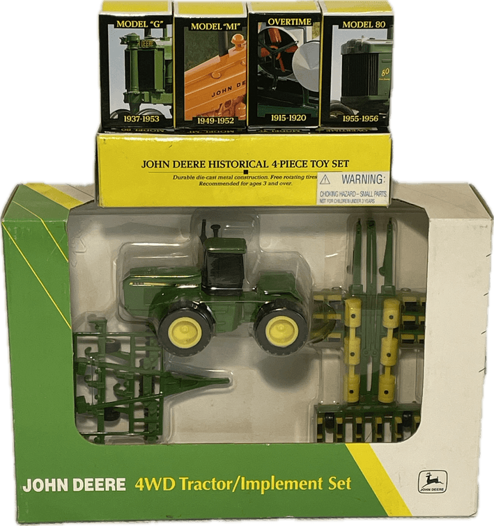 John Deere 4WD Tractor/Implement Set and John Deere Historical 4 Piece Toy Set