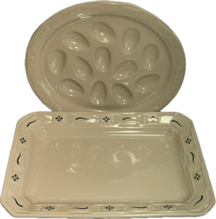 Longaberger Pottery Platter and Deviled Egg Dish