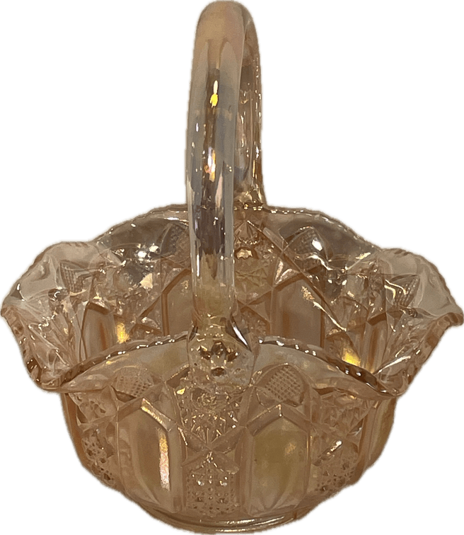 L. S. Smith Vintage Pink Glass Basket