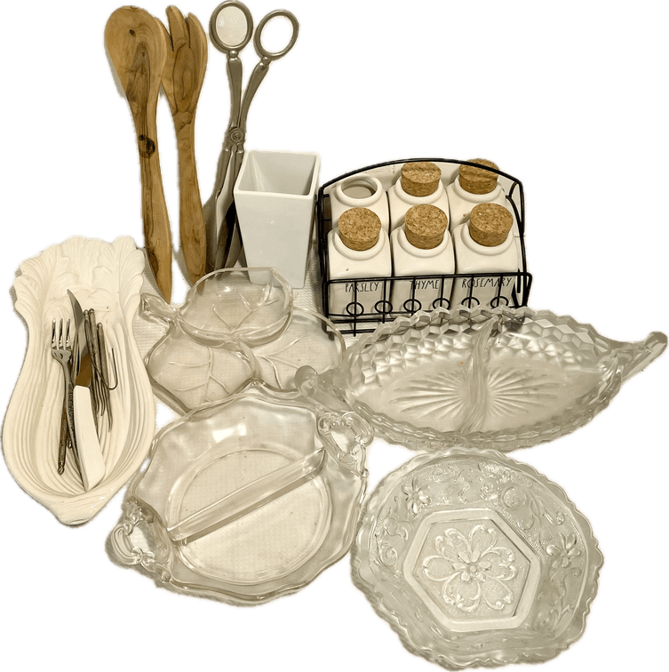 Seasoning Containers, Glass Candy Dishes, Kitchen Utensils and Celery Holder