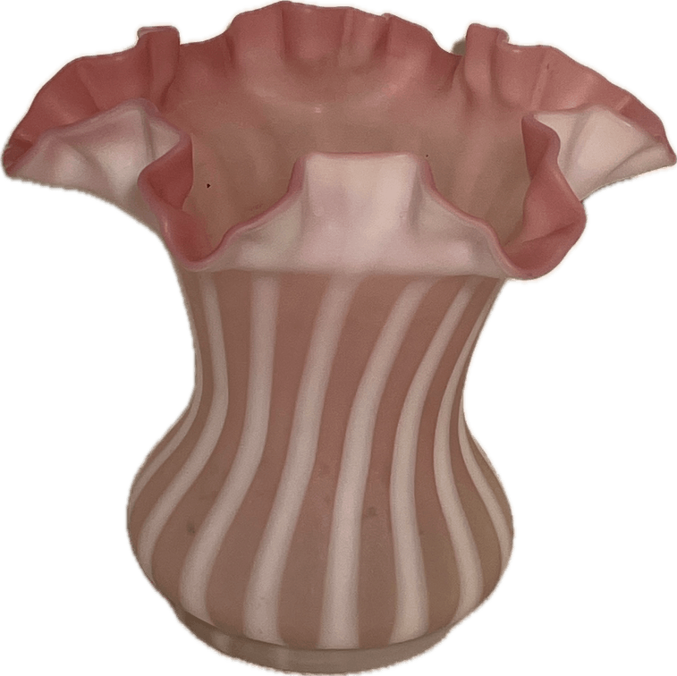 Fenton Cranberry Swirled Ruffled Vase