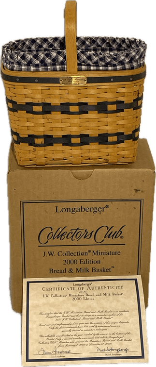 Longaberger Collector’s Club 2000 Edition JW Collection Miniature Bread and Milk Basket