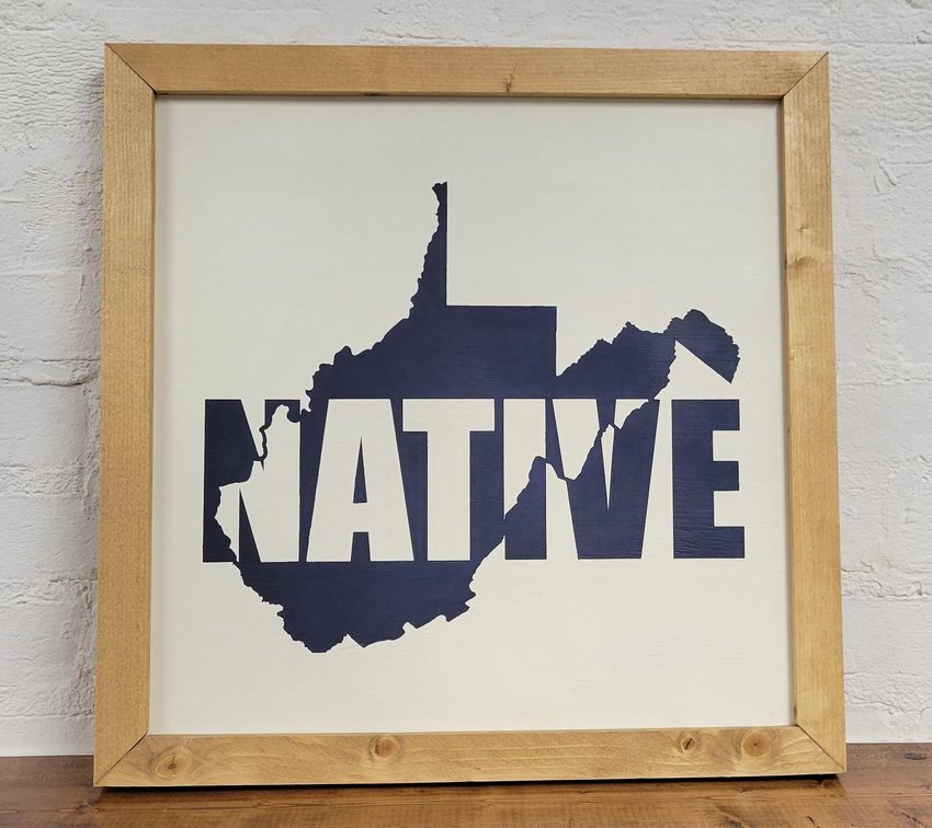 Framed WV Native Blue Print (16” x 16”)