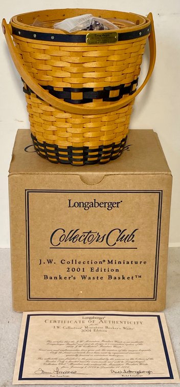 Longaberger J.W. Collection Miniature 2001 Edition Banker’s Waste Basket