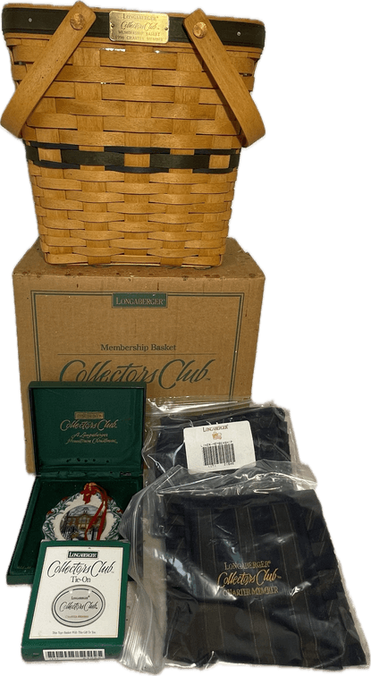 Longaberger 1996 Collectors Club Charter Member Basket with Accessories