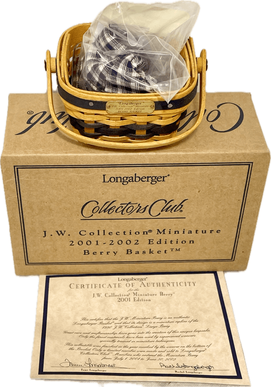 Longaberger J.W. Collection Miniature 2001-2002 Year Edition Berry Basket with Accessories