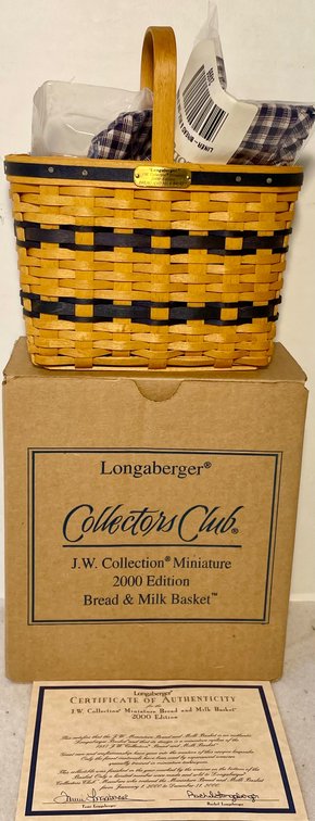 Longaberger J.W. Collection Miniature 2000 Edition Bread and Milk Basket with Accessories