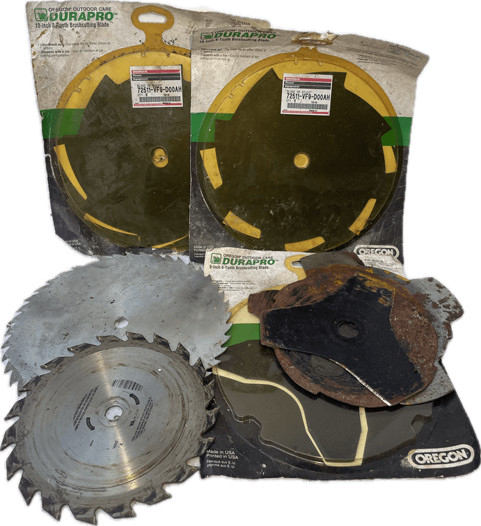 New Durapro 10” Brush Cutting Blades, Used Brush Cutting Blades and Saw Blades