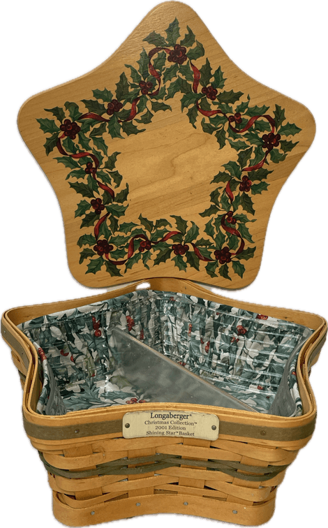 Longaberger Christmas Collection 2001 Edition Shining Star Basket with Protector, Liner and Lid