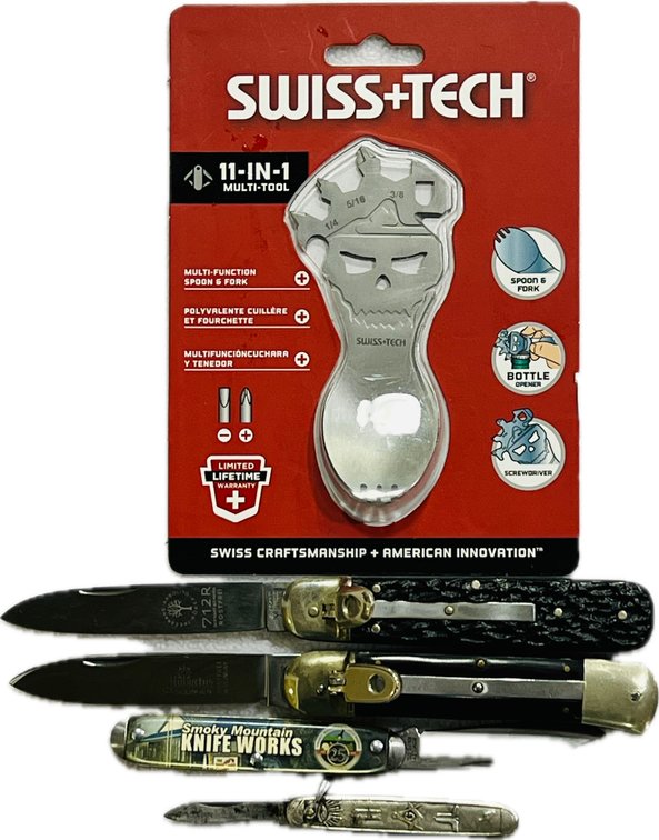 Swiss Tech 11-In-1 Multi Tool, Hubectus Solingen, Tree Brand Arbolito Soker 712R, Smoky Mountain Knife Works and Other Knives
