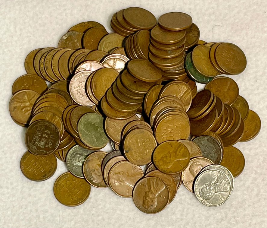 Variety of Wheat and Steel Pennies